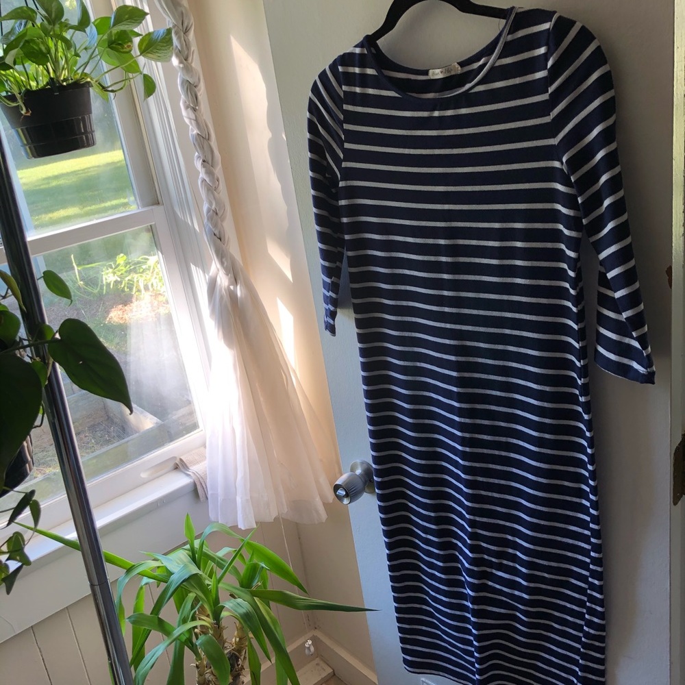 navy & white striped dress